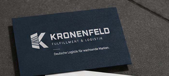 Visitenkarte mit dem KRONENFELD-Logo